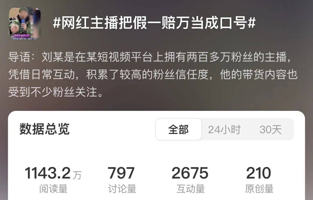 百万粉网红售假,喊假一赔万被拒:我文化低