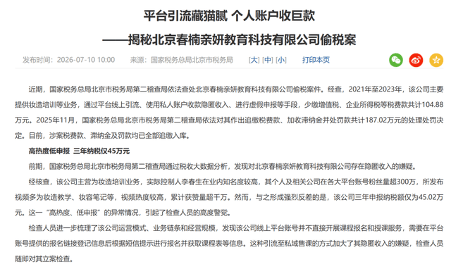 偷逃税被罚未封禁:化妆师春楠与网红温婉